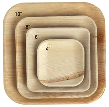 Load image into Gallery viewer, Palm Leaf Plates Square Dinner ALL SIZES Plates 4"-10" Inch (Set of 100/50/25)