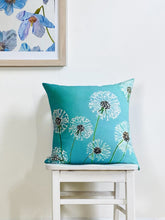 Load image into Gallery viewer, Throw Pillow: Dandelions on Aqua