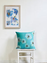 Load image into Gallery viewer, Throw Pillow: Dandelions on Aqua