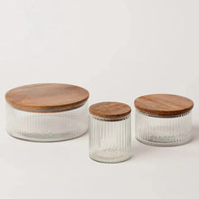 Load image into Gallery viewer, Fluted Glass Storage Jars - set of 3
