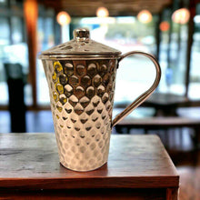 Load image into Gallery viewer, Set of One Copper Pitcher with Top and Two Tumblers, Deep Hammering and Shiny Finish
