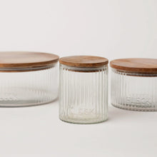 Load image into Gallery viewer, Fluted Glass Storage Jars - set of 3
