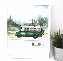 Load image into Gallery viewer, Dream Bus Life Art Print, 11x14in, Adventure Art, Home Decor, Vanlife Artwork
