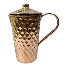 Load image into Gallery viewer, Set of One Copper Pitcher with Top and Two Tumblers, Deep Hammering and Shiny Finish
